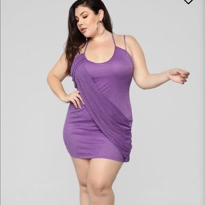 “Purple Reign” Fashion Nova shimmery drape dress